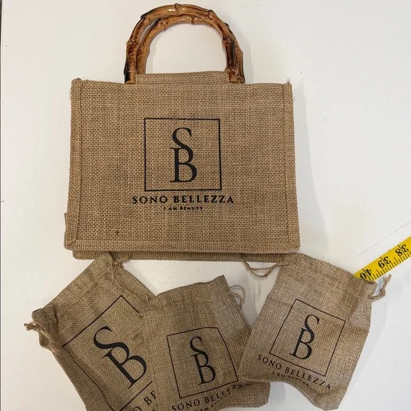 Sono Bellezza Jute Tote with Bamboo Handles - Picture 1 of 1